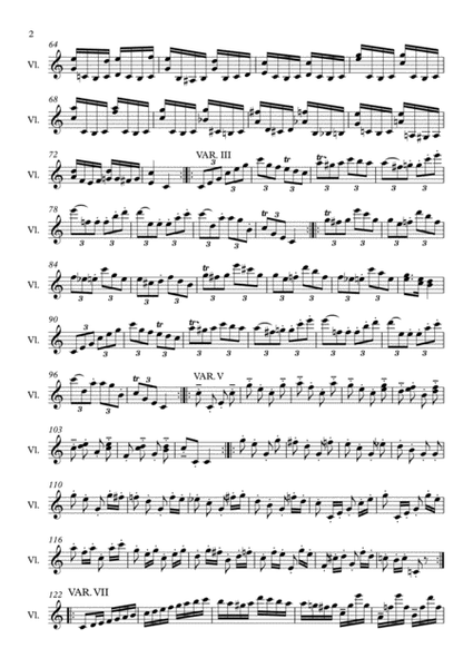 W.A. Mozart. Variations K. 265, transcription for violin solo image number null