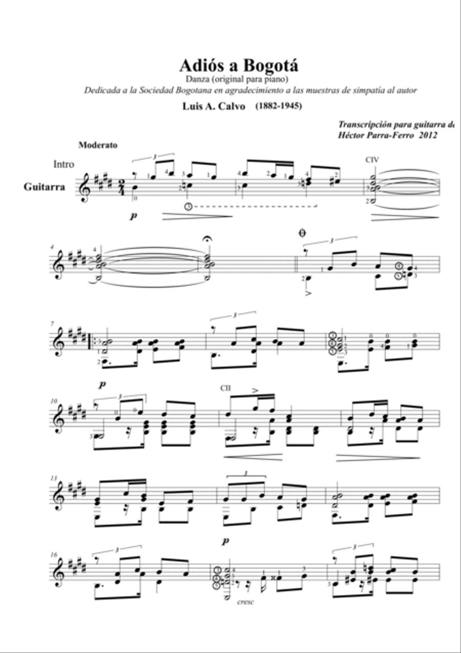 Adiós a Bogotá. Classical Guitar scores gallery preview page 4