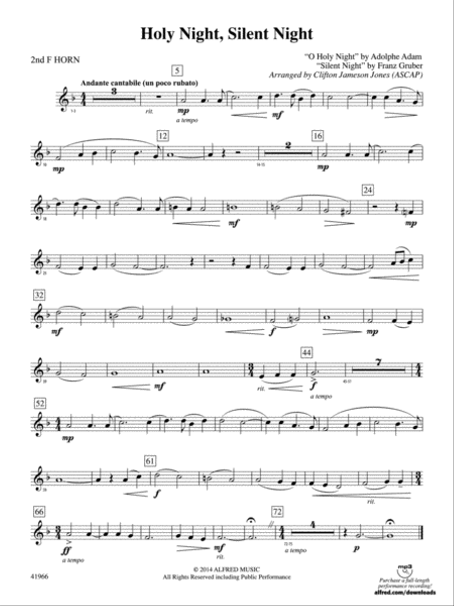 Book cover for Holy Night, Silent Night: 2nd F Horn