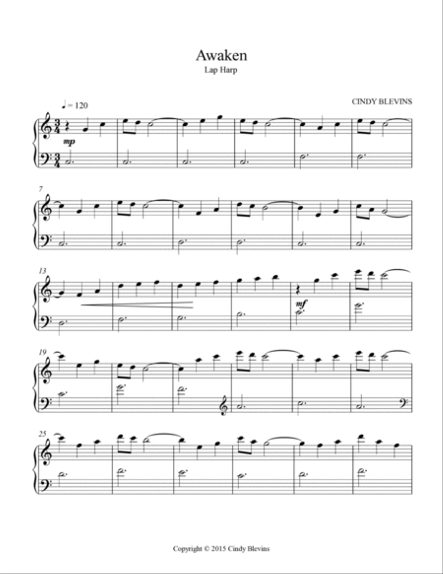 Awaken, original solo for Lap Harp Lap Harp scores gallery preview page 2