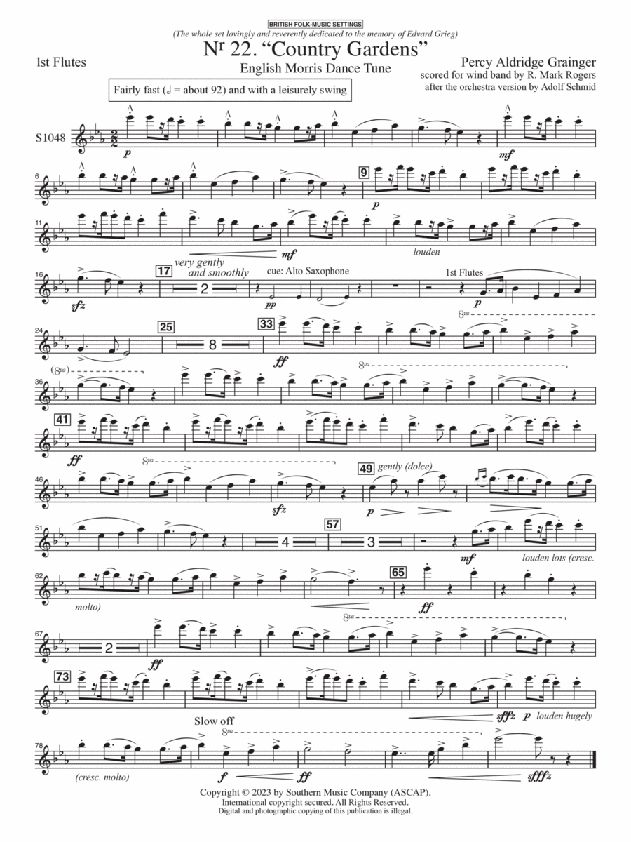 Country Gardens for Symphonic Band - Flute 1 Concert Band scores gallery preview page 1