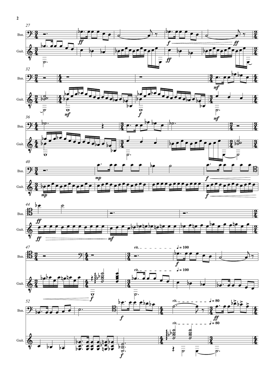 Motor Bus for bassoon and guitar inspired by the poem by A D Godley Bassoon scores gallery preview page 4