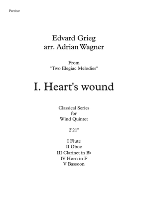 Book cover for Two Elegiac Melodies "I. Heart's wound" (Edvard Grieg) Wind Quintet arr. Adrian Wagner