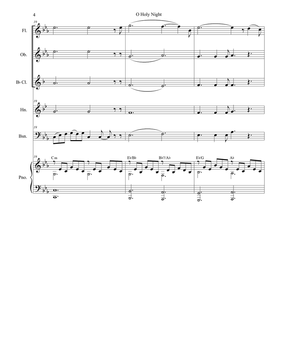 O Holy Night (for Woodwind Quintet and Piano) Woodwind Quintet scores gallery preview page 5