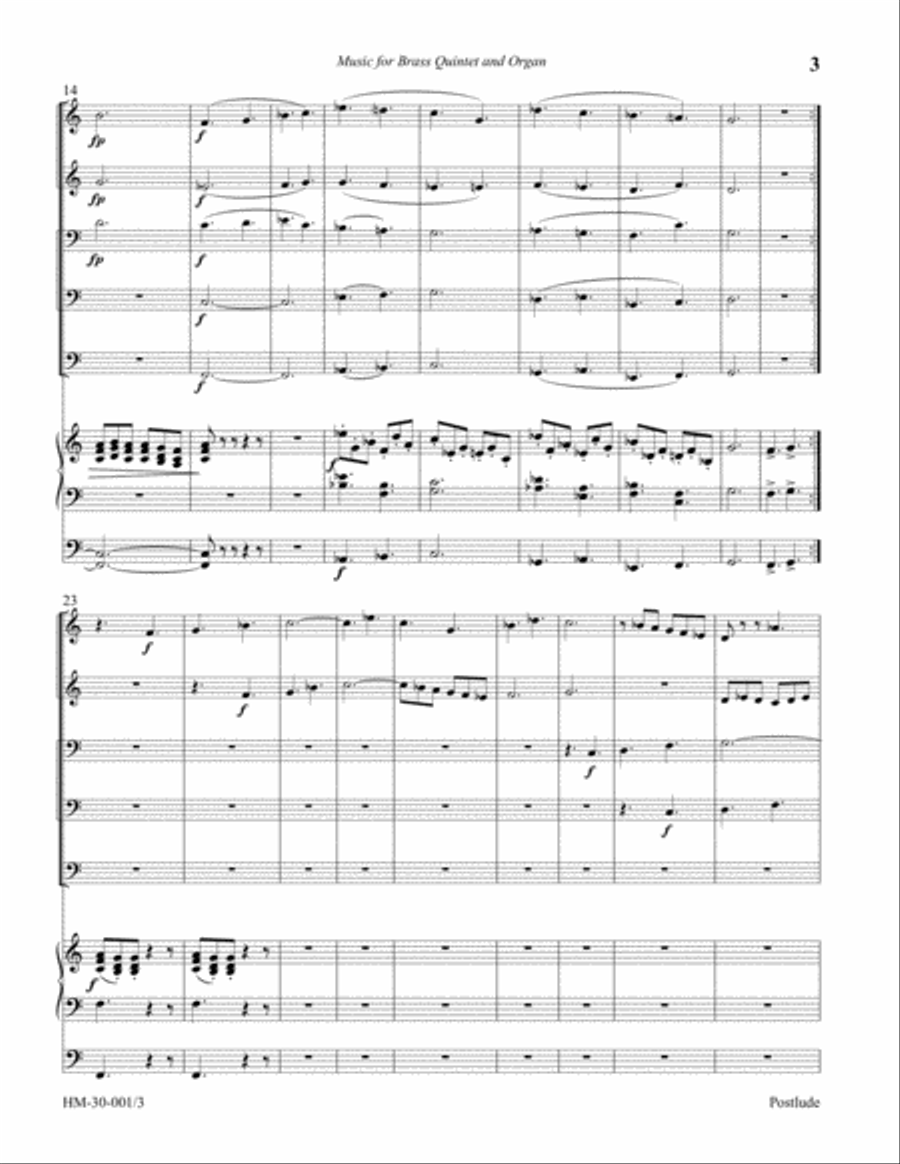 Postlude for Brass Quintet and Organ Small Ensemble scores gallery preview page 3