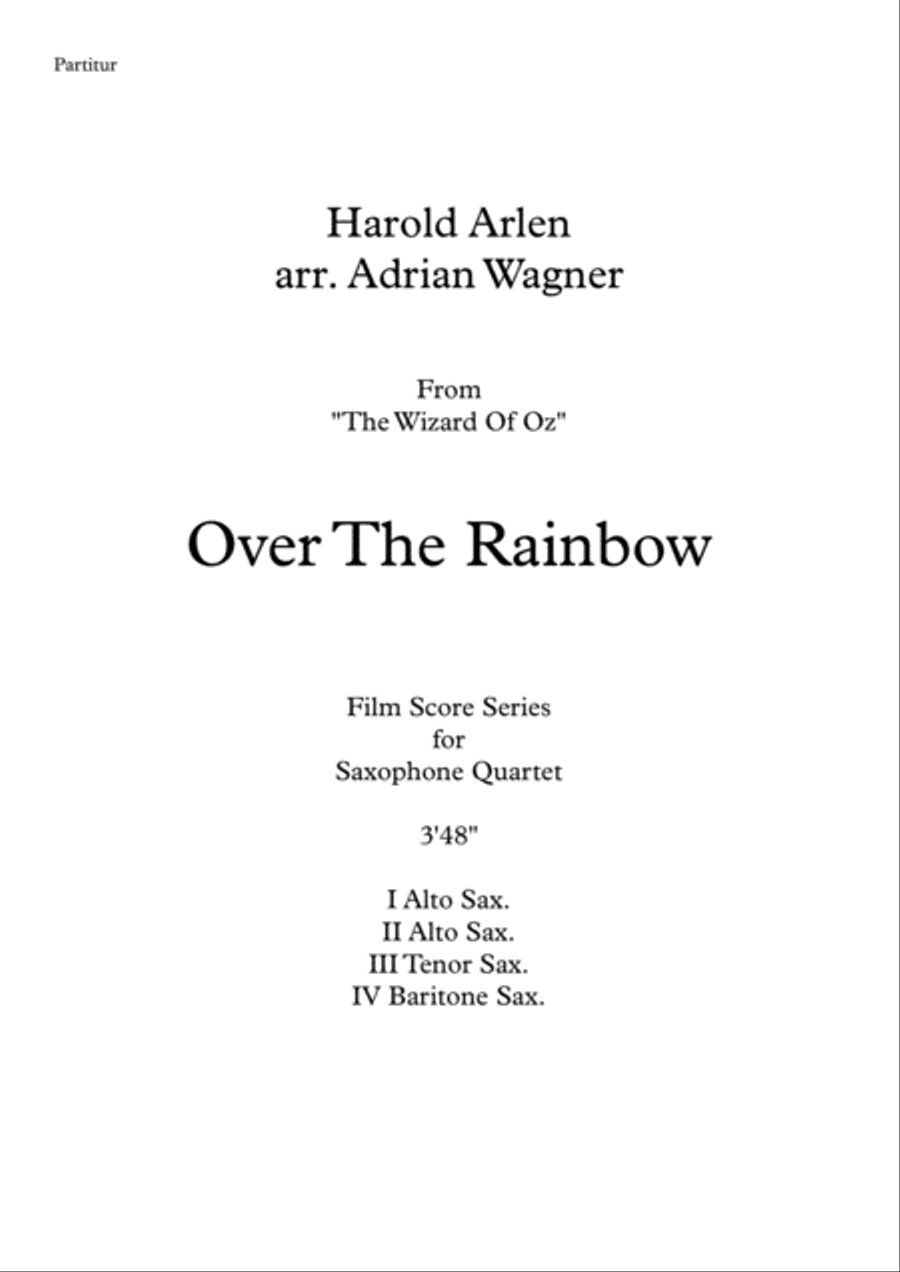 Over The Rainbow (from The Wizard Of Oz) Saxophone Quartet scores gallery preview page 2