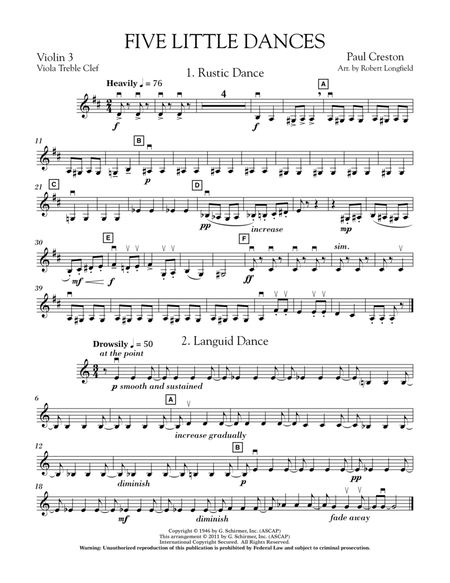 Five Little Dances (arr. Paul Longfield) - Violin 3 (Viola Treble Clef)