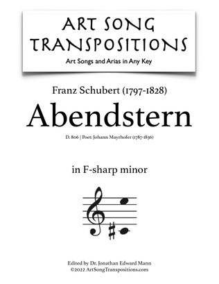 Book cover for SCHUBERT: Abendstern, D. 806 (transposed to F-sharp minor)