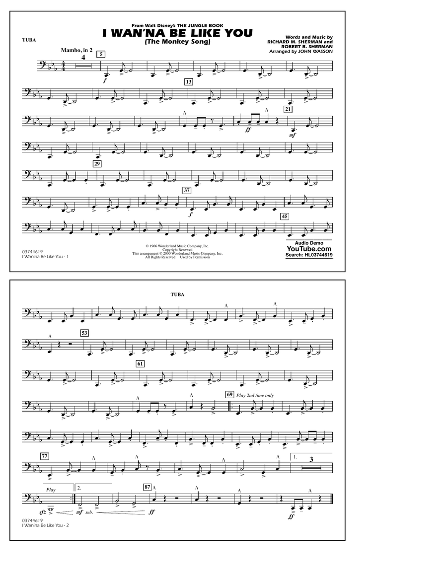 I Wan'na Be Like You - Tuba Marching Band scores gallery preview page 1