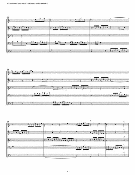 Prelude 23 from Well-Tempered Clavier, Book 1 (Conical Brass Quintet) image number null