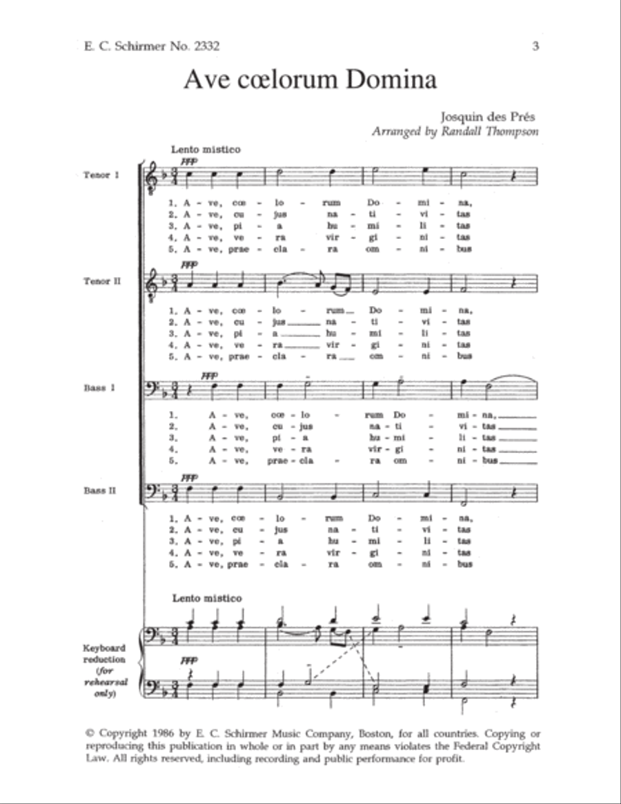 Ave Coelorum Domina TTBB scores gallery preview page 2