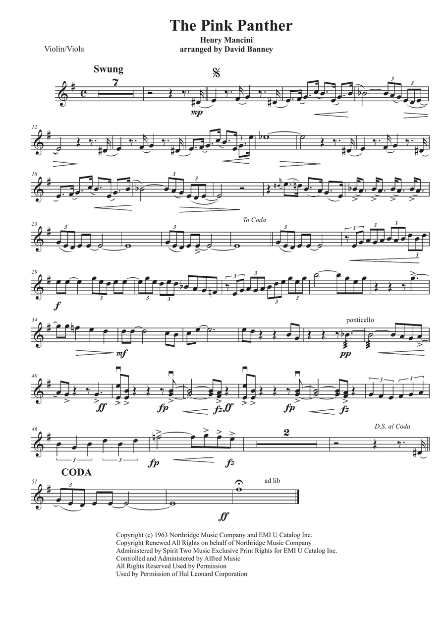 The Pink Panther from THE PINK PANTHER Small Ensemble scores gallery preview page 1