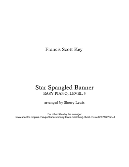 THE STAR SPANGLED BANNER, National Anthem, for easy Solo Piano image number null