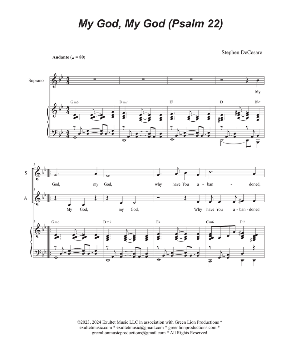 My God, My God (Psalm 22) (2-part choir - (SA) SA scores gallery preview page 1