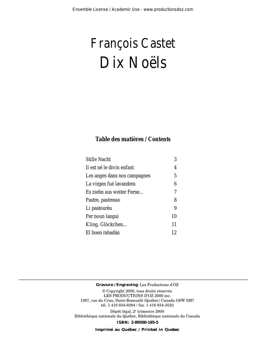 Dix Noëls Dix Noëls Classical Guitar scores gallery preview page 1