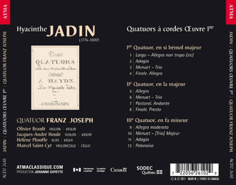 Quatuors a Cordes Oeuvre 1Er