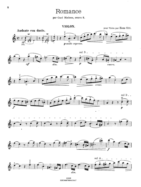 Romance, pour violon avec orchestre par Hans Sitt