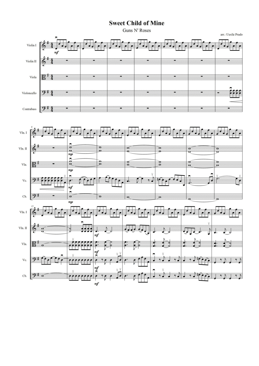 Sweet Child O' Mine Sweet Child O' Mine String Orchestra scores gallery preview page 1