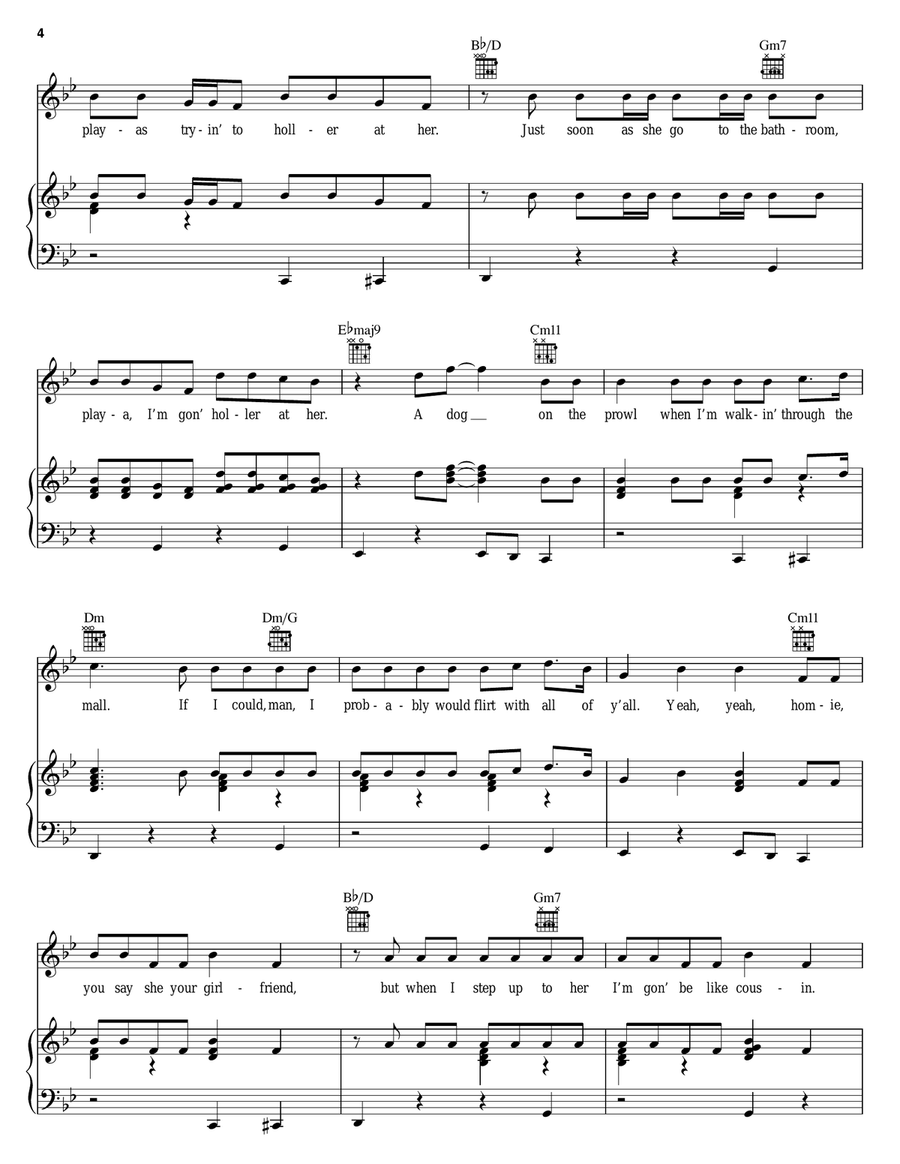 I'm A Flirt Remix Piano, Vocal, Guitar scores gallery preview page 4