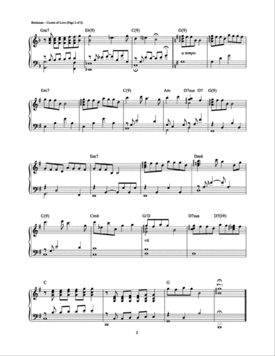 Course of Love Piano Solo scores gallery preview page 2