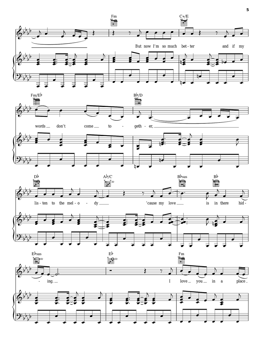 A Song For You Piano, Vocal, Guitar scores gallery preview page 5