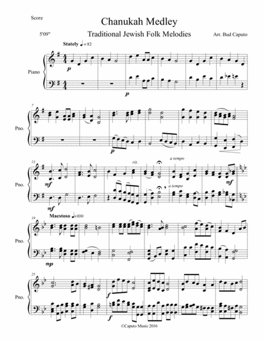 Hanukkah Medley for Solo Piano image number null