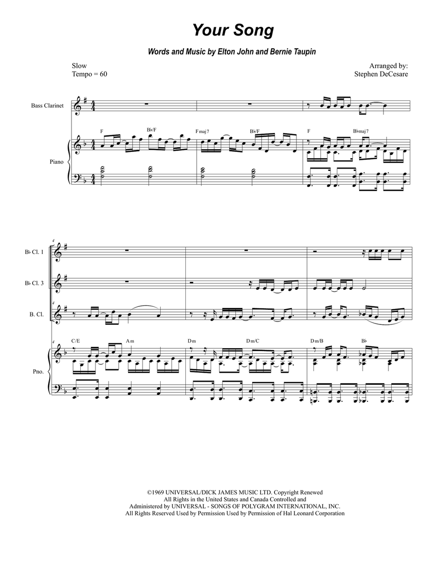 Your Song Your Song Woodwind Ensemble scores gallery preview page 1