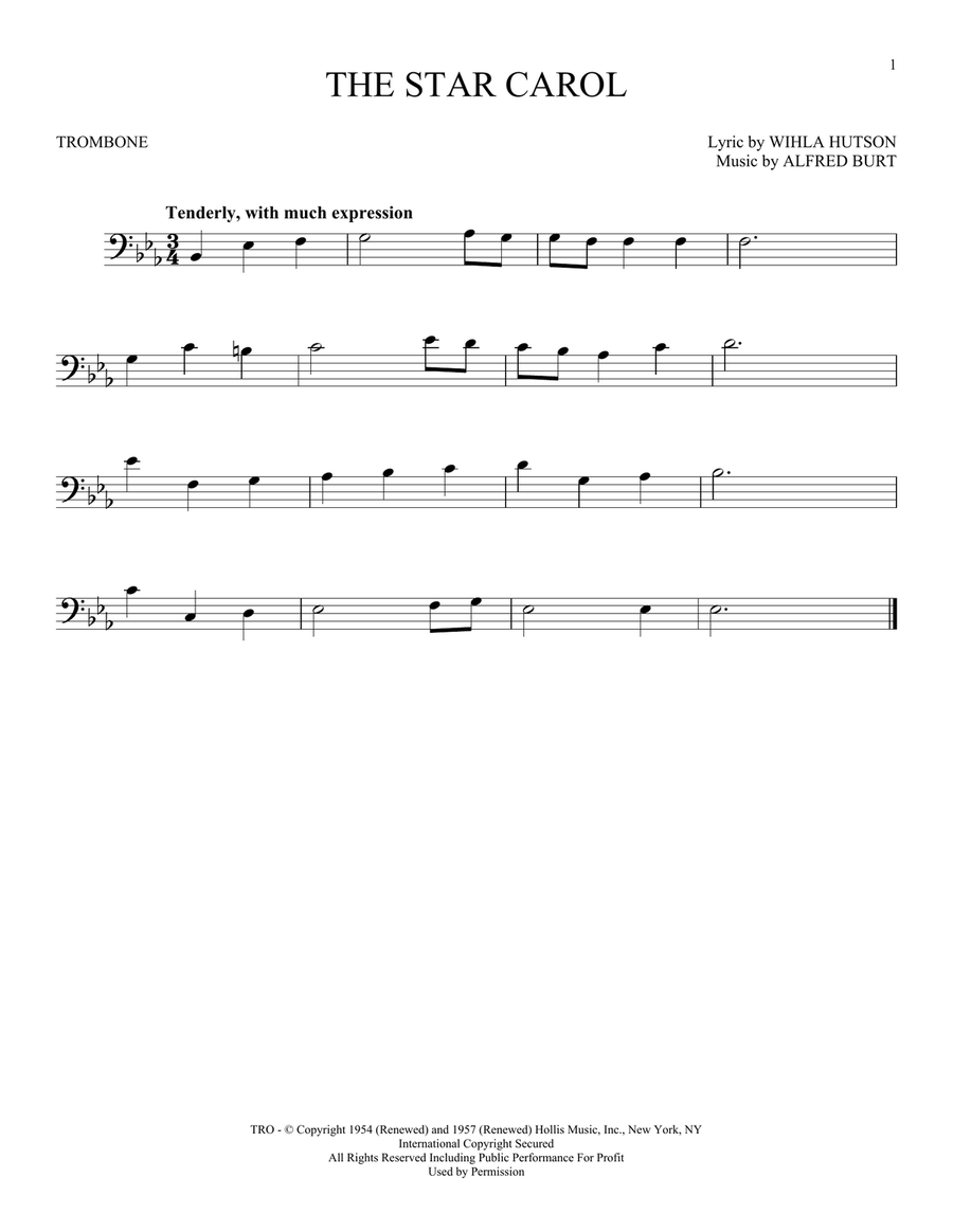 The Star Carol The Star Carol Trombone Solo scores gallery preview page 1