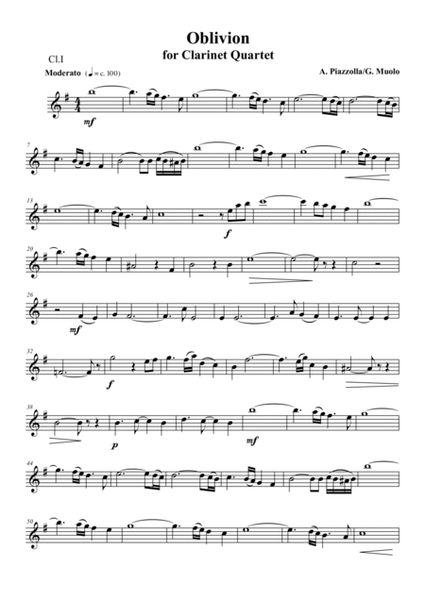 Oblivion for Clarinet Quartet image number null