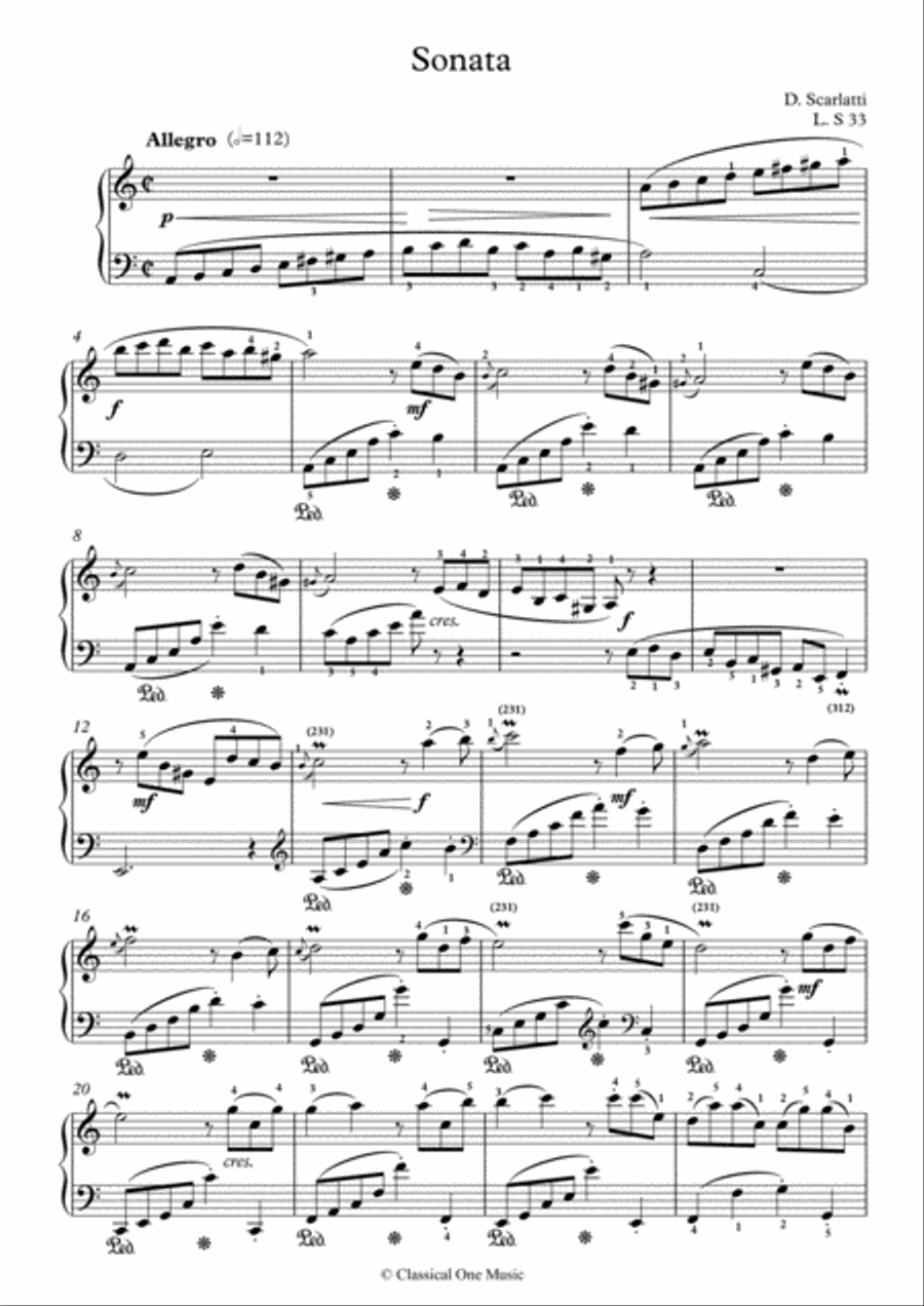 Scarlatti-Sonata in a-minor L.S33 K.382(piano) Piano Solo scores gallery preview page 2