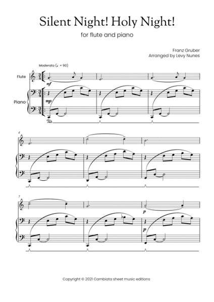 Silent Night! Holy Night! - For flute (solo) and piano (Easy/Beginner) image number null