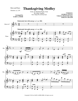 Book cover for THANKSGIVING MEDLEY (F Horn/Piano with Horn Part)