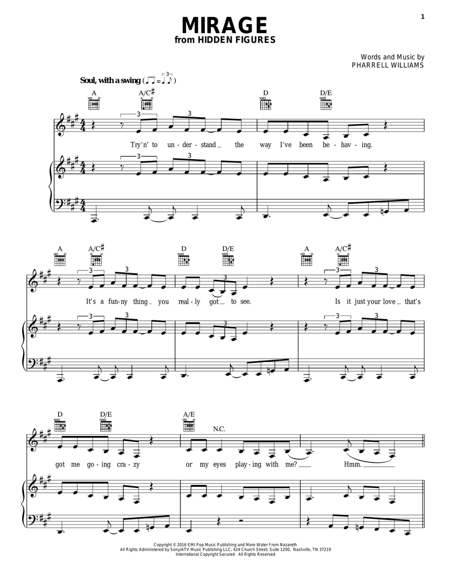 Mirage Piano, Vocal, Guitar scores gallery preview page 1