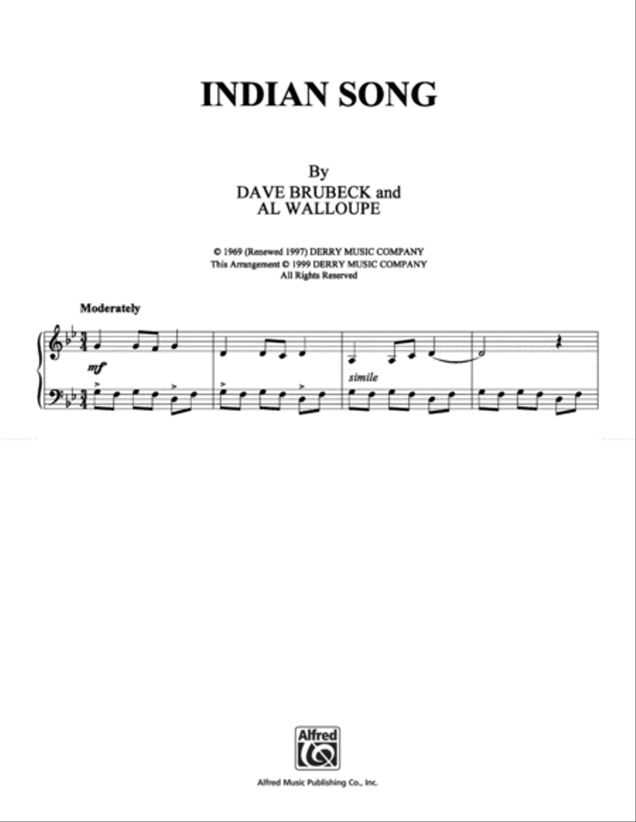 Indian Song Piano Solo scores gallery preview page 1