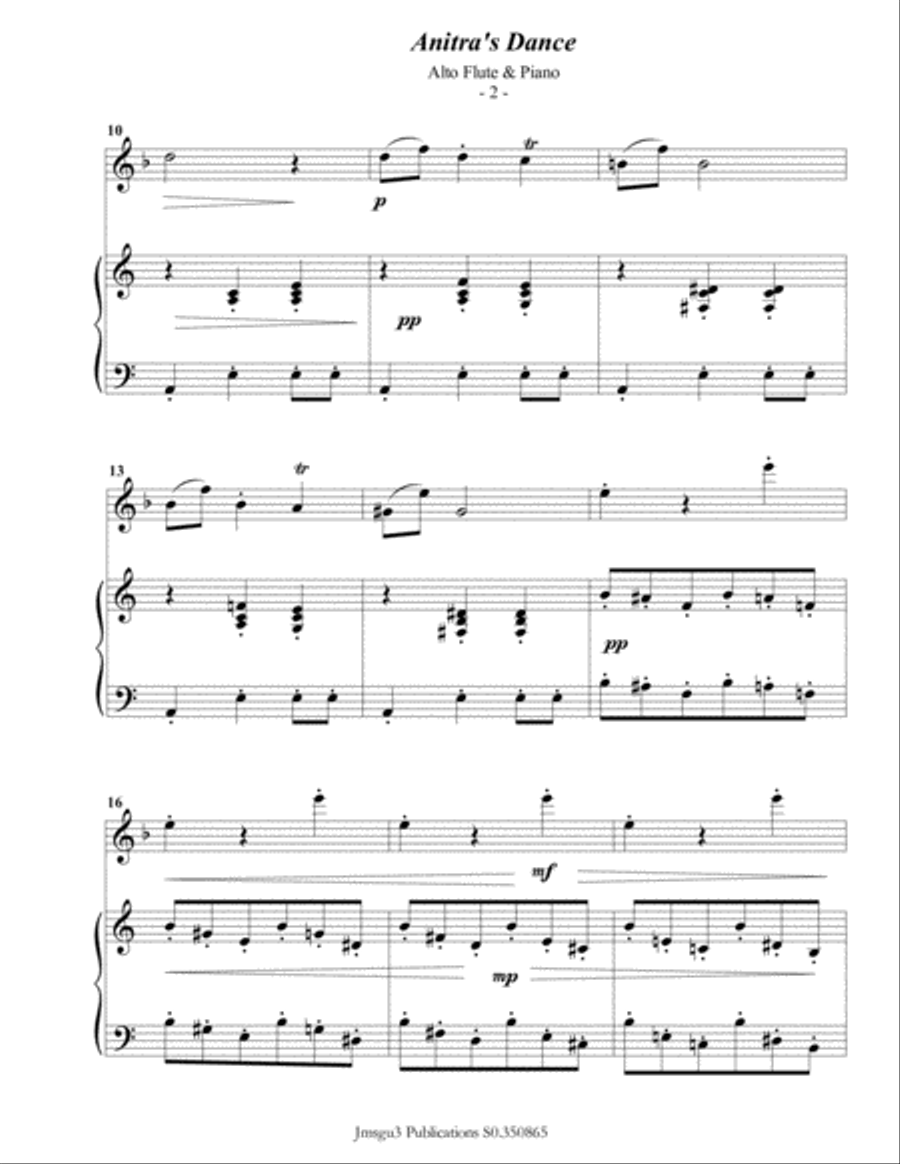 Grieg: Anitra's Dance from Peer Gynt Suite for Alto Flute & Piano Flute Solo scores gallery preview page 3