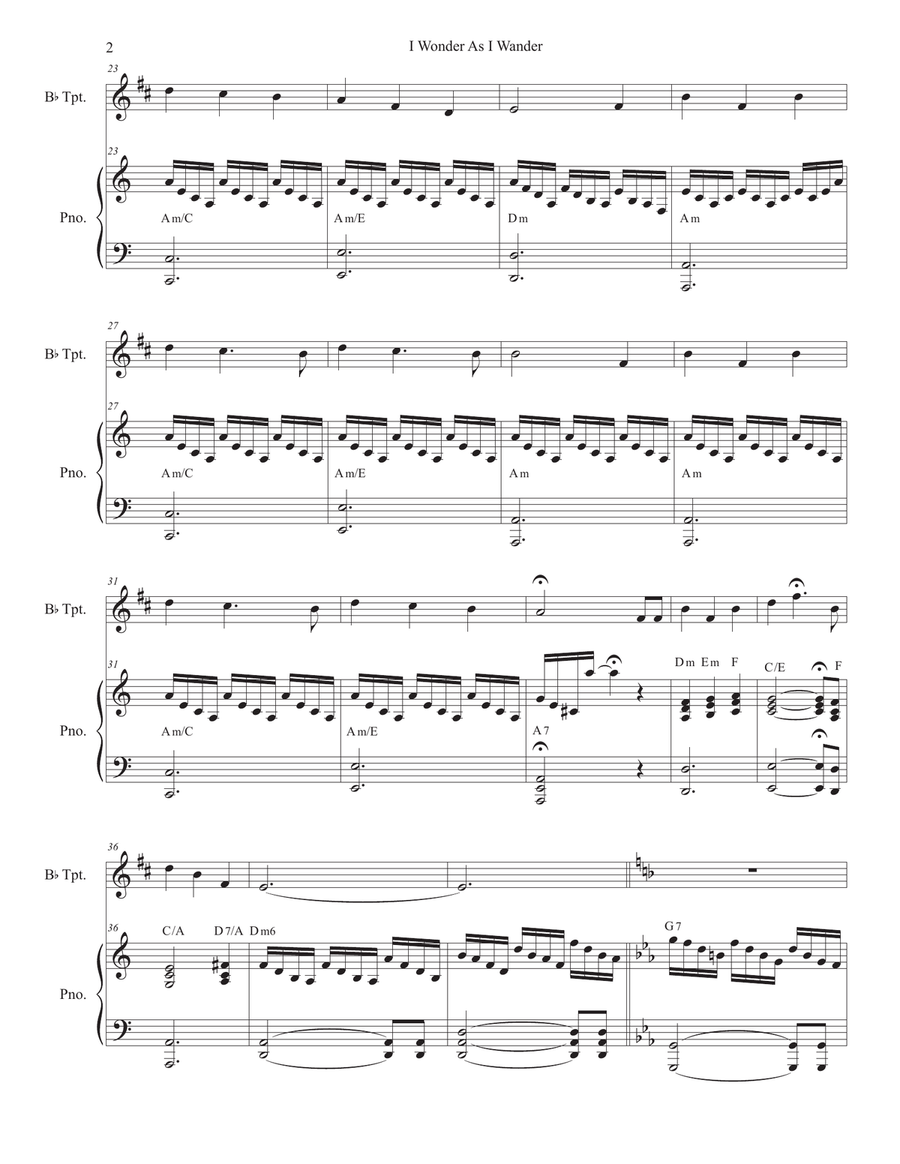 I Wonder As I Wander I Wonder As I Wander Trumpet Solo scores gallery preview page 2