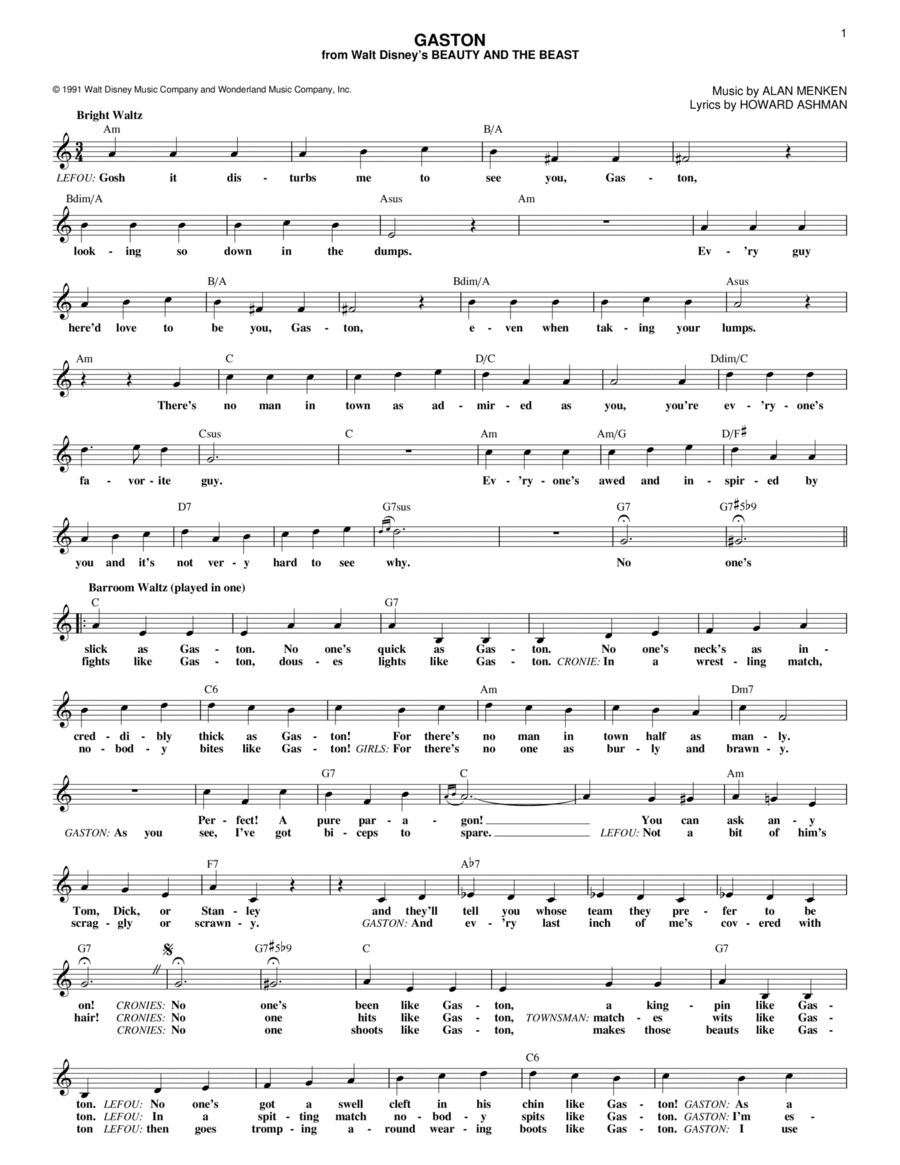 Gaston (from Beauty And The Beast) Guitar scores gallery preview page 1
