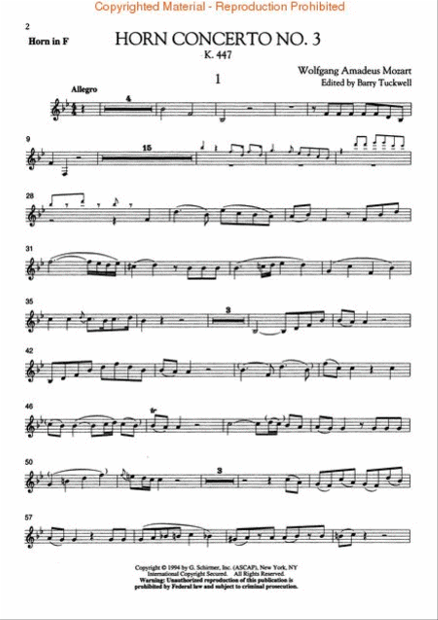 Concerto No. 3, K. 447 Concerto No. 3, K. 447 Horn scores gallery preview page 4