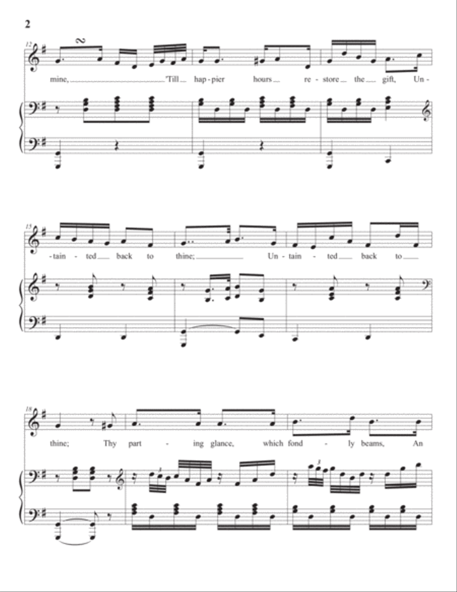 NATHAN: The kiss, dear maid, thy lip has left (transposed to G major) Voice scores gallery preview page 3