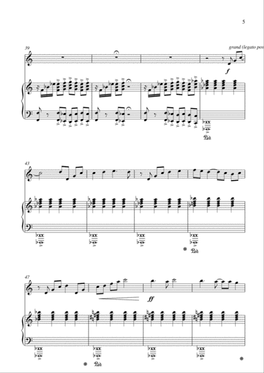 Carso Cooman: Polpis Dreaming (2002) for Eb contrabass saxophone and piano Small Ensemble scores gallery preview page 5