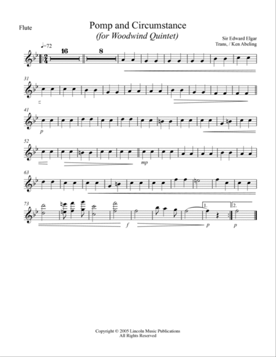 Pomp and Cirumstance (for Woodwind Quintet) Pomp and Cirumstance (for Woodwind Quintet) Woodwind Quintet scores gallery preview page 5
