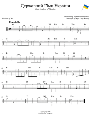 Book cover for State Anthem Of Ukraine (easy ukulele tablature lead sheet)