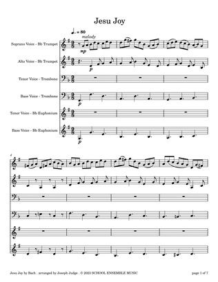 Jesu Joy by Bach for Brass Quartet in Schools