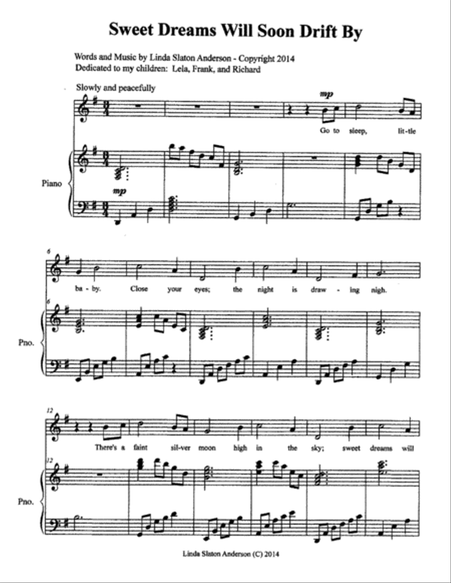 Sweet Dreams Will Soon Drift By Voice scores gallery preview page 1