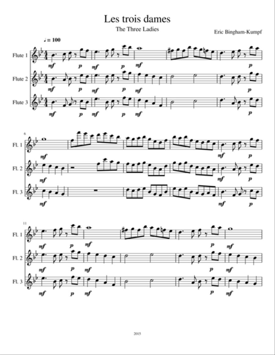 Les Trois Dames (The Three Ladies) Woodwind Trio scores gallery preview page 1