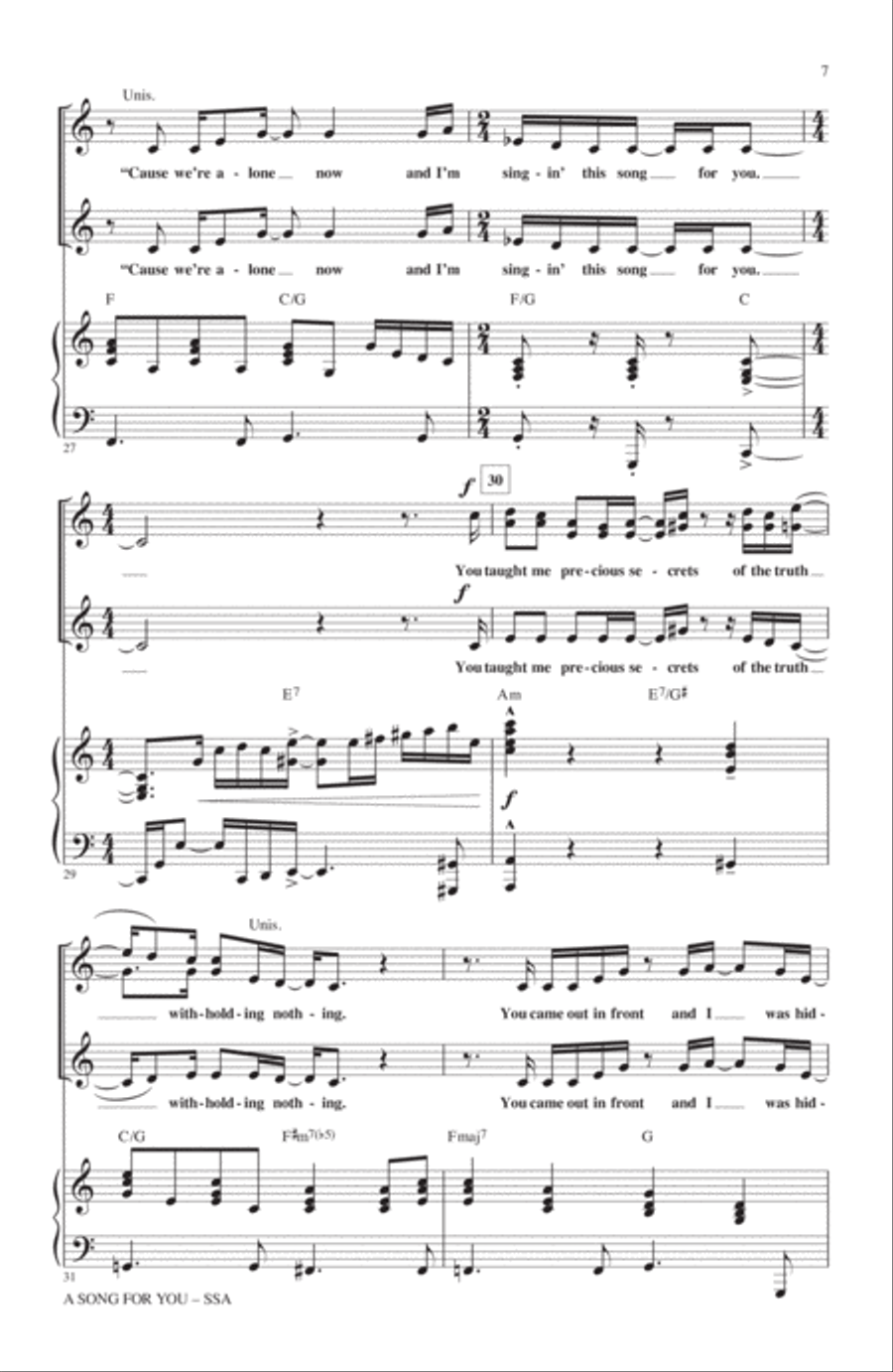 A Song For You (arr. Mac Huff) SSA scores gallery preview page 6
