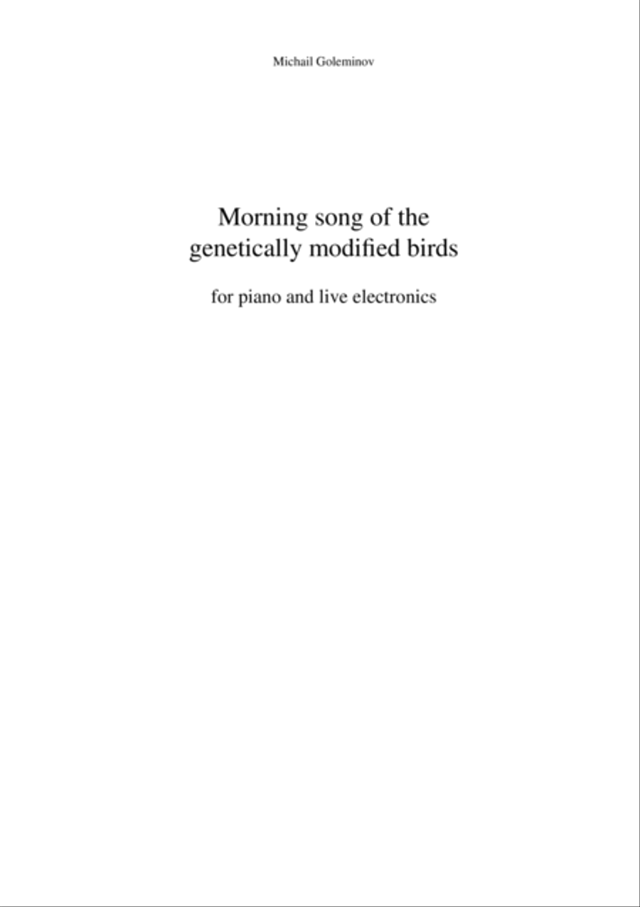 Morning Song of the Genetically Modified Birds Piano Solo scores gallery preview page 1