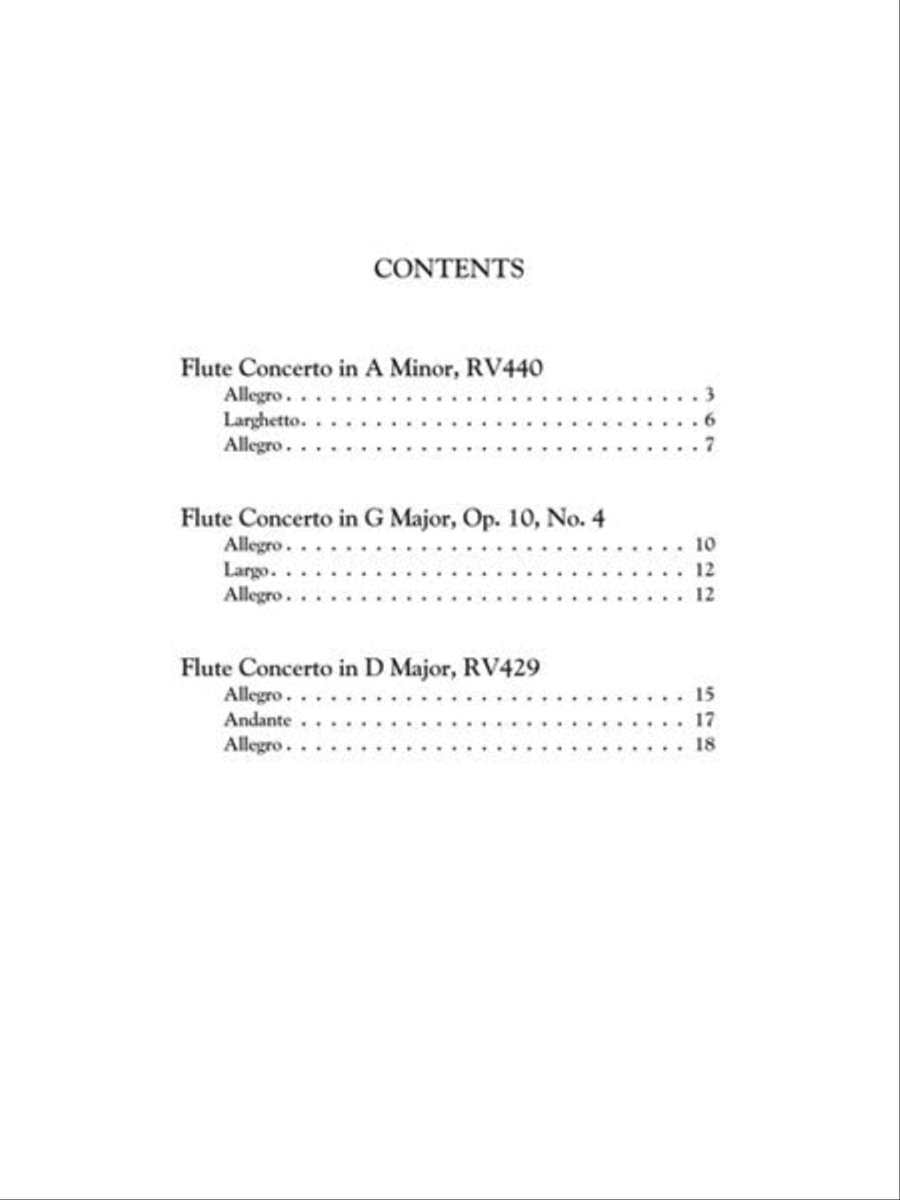 Vivaldi Flute Concerti in D Major (RV429); G Major (RV435); A Minor (RV440) image number null