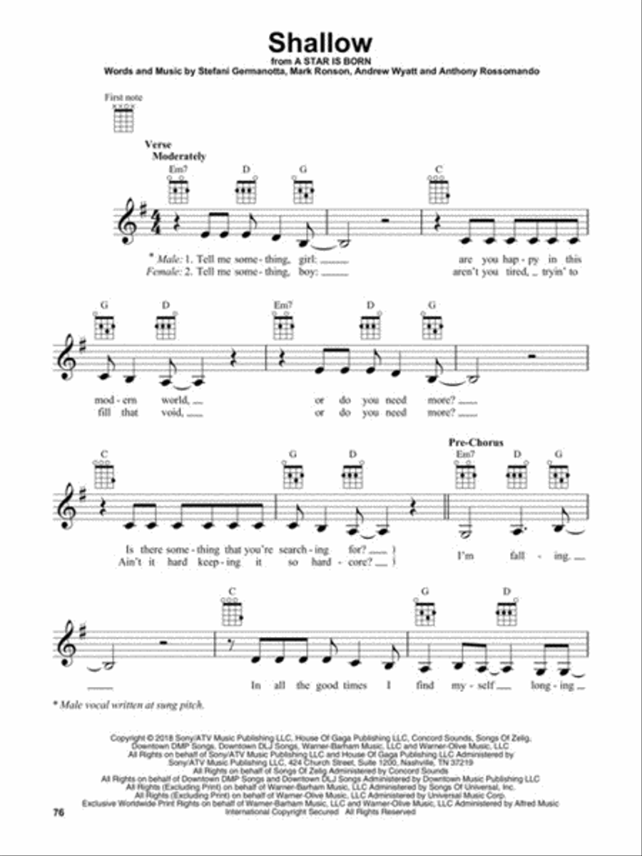 Songs from A Star Is Born, The Greatest Showman, La La Land, and More Movie Musicals Ukulele scores gallery preview page 5