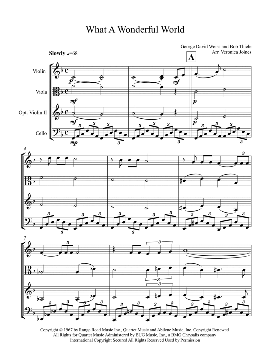 What A Wonderful World String Trio scores gallery preview page 1